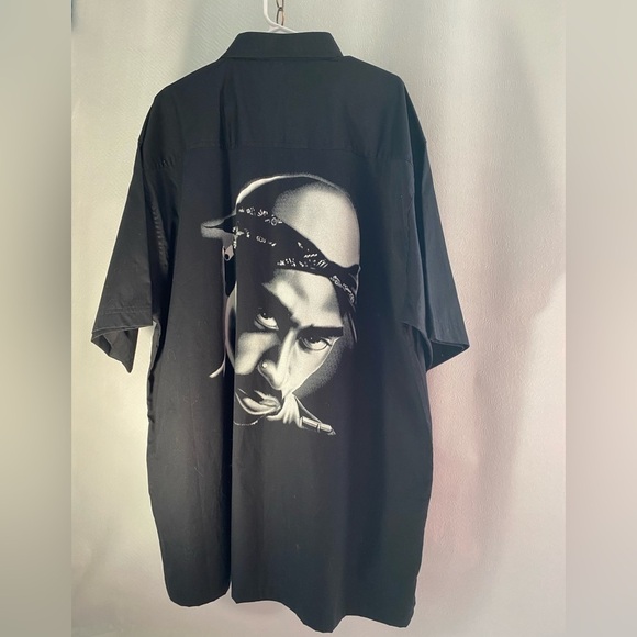 Whatzup Black Tupac Button Down Shirt Men Size 3XL. - Picture 2 of 3